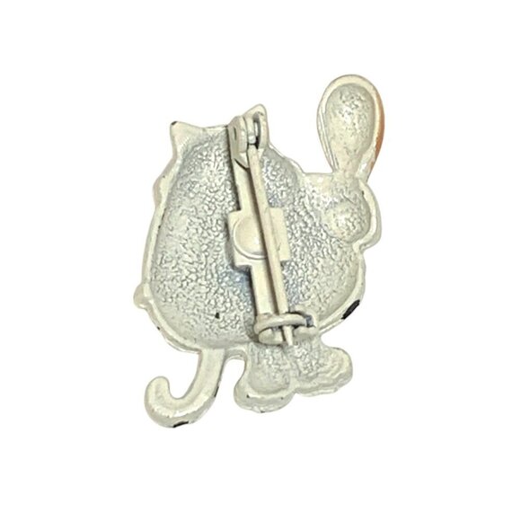 Vintage Whimsical Cat With Turkey Leg Brooch - Picture 2 of 3